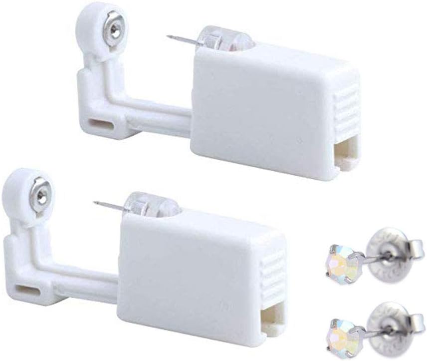 2 Pack Ear Piercing Gun Earring Disposable Ear Stud Gun Sterile No Pain Ear Piercing Gun