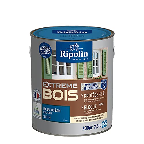RIPOLIN - Peinture pour Bois Intérieur/Extérieur - Sans Sous-couche Ultra-couvrant - Résiste aux Intempéries, UV et Chocs - Protège et Magnifie -...