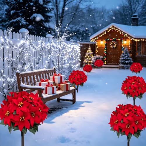 3Pcs Artificial Flowers for Outdoor Geraniums Fake Plants Christmas Decor - image 6