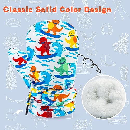 Image of BAVST Toddler Waterproof Mittens Fleece Lined Baby Boys Girls Winter Warm Glove Kids Snow Infant Ski Mitten for 3M-5T