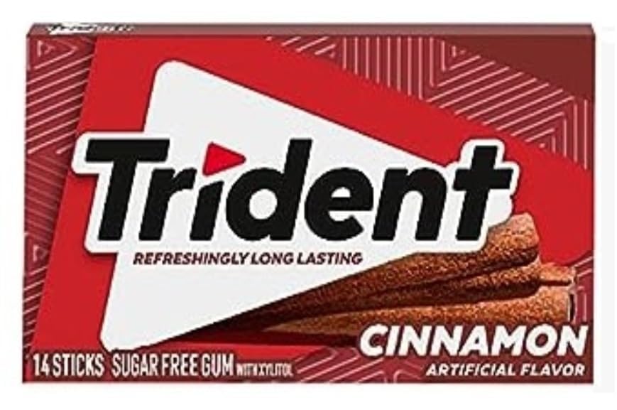 Trident Gum Variety Pack Long Lasting (Original,Watermelon,Spearmint,Peppermint,Cinnamon,Tropical,Bubble Gum,Berry Lime) Classic Chewing Gum Each 26gm Pack Of 8 - Image 6 thumbnail