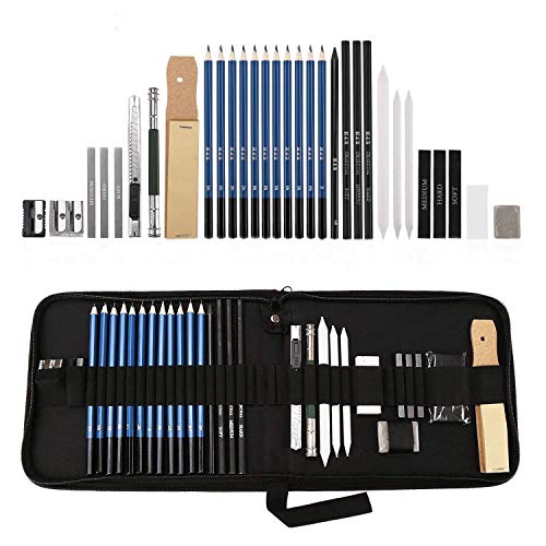 Lypumso Juegos de Lapices de Dibujo, 33pcs Set Carboncillo de