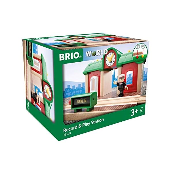 BRIO World 33578 Sprechender Bahnhof Eisenbahn Zubehör mit Aufnahmefunktion & World 33757 Hebebrücke – Eisenbahnzubehör… – Bild 3