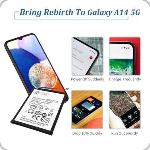 Soseieiu Galaxy A14 Battery, (𝟮𝟬𝟮𝟰 𝗡𝗲𝘄 𝗨𝗽𝗴𝗿𝗮𝗱𝗲𝗱)5200Mah 3.85V Li-Polymer Battery For Samsung Galaxy A14 5G Sm-A146U Sm-A146U1 Sm-A146W Sm-S146Vl Sm-A146M With Adhesive Tape Tool Repair Kit thumb #3
