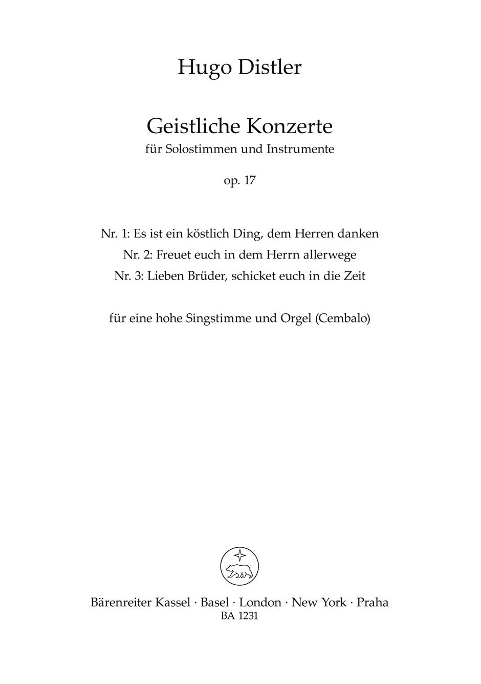 3 conciertos espirituales opus.17: para voz de canto y piano [Sheet Music]