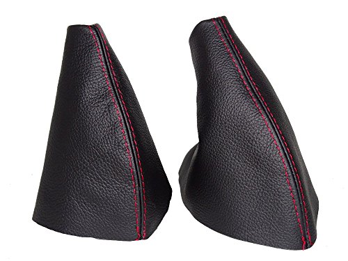 For MG TF 2001-05 Shift & E brake Boot Black Genuine Leather Red Stitching