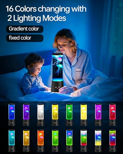 Image of Jellyfish Lamp,Large LED Jellyfish Table lamp,Remote Dimmable Control Multi-Color Mood Light,Best Holiday Gift of Adult and Kids,for Room Decoration and Set The Mood (Jellyfish lamp)