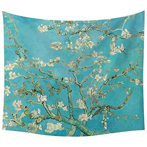 SOFTBATFY Van Gogh Artwork Oil Paintings Wall Hanging Tapestry, Almond Blossoms Living Room Office Tapestry, Bedroom Dorm Headboard Tapestry Home Decor (Large-58 79inches, Almond Blossoms) Cover