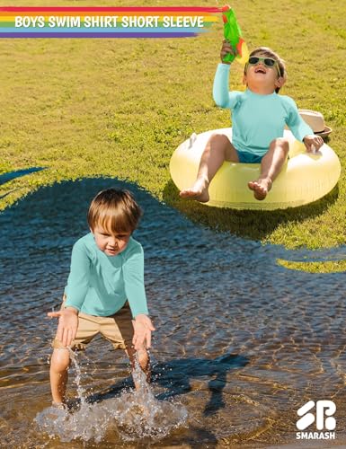 Image of Boys Rash Guard Swim Shirts Long Sleeve UPF 50+ Swimwear Toddler Kids Sun Protection SPF Water Surfing Swimming Shirts 0-16Y
