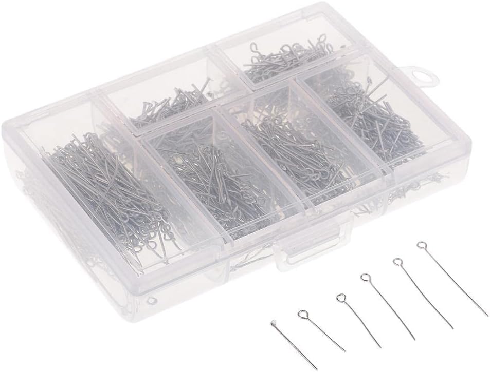 Silver Plated Eye Pins Finding Connectors, 6 Sizes Lots for Jewelry Making, G08RXJU9SO0QYSEMG