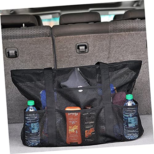 Practical Mesh Beach Tote Bag for Adults Portable Storage Pouch for Clothes Bathroom Essentials Lightweight Water Resistant Design Black2