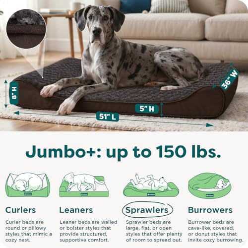 Image of FurHaven Ultra Plush & Suede Luxe Lounger Orthopedic Pet Bed, Chocolate, JumboPlus