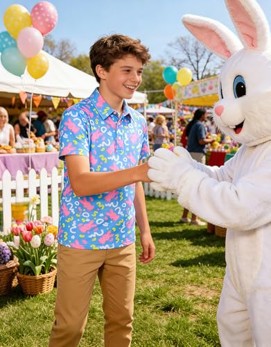 westwolf Easter Day Boys Polo Shirt Cute Rabbit Blue Golf Short Sleeve 5 Years 6 Years Kids Cool School Uniform Active Clothes - image 5