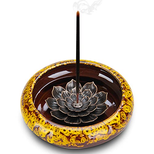 insencents Halter Lotus Räucherstäbchenhalter für Stäbchen Räuchergefäß Halter Stick Cone Coil Zen Geschenk Gelb Cover