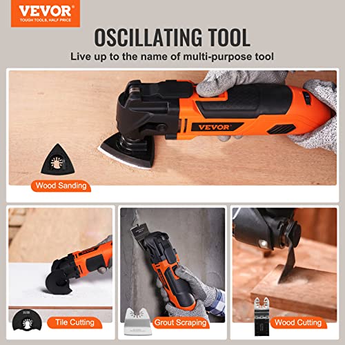 Vevor Multitool Oscillating Tool Corded 2.5 Amp, Oscillating Saw Tool With Led Light, 6 Variable Speeds, 3.1° Oscillating Angle, 11000-22000 Opm, 16Pcs Saw Accessories & Bmc Case #TOP1