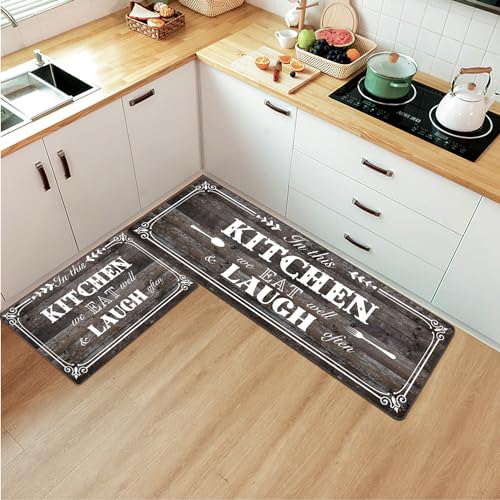 Spepla Kitchen Mats And Rugs Set Of 2, Rustic Woodgrain Design Non Slip Cushioned Standing Mat For Kitchen,Floor thumb #1