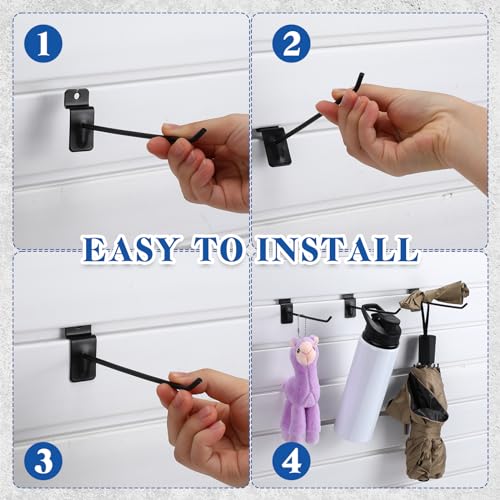 Blulu 200 Pcs 6 Inch Slatwall Hooks Slatwall Accessories Black Slat Wall Hanging Hooks Slat Wall Hangers Metal Retail Hooks Slat Wall Shelf Brackets Slatwall Pegs For Pegboard Garage Display thumb #5