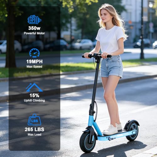 Image of Electric Scooter,8.5 inch /10 inch Solid Tires,UP to 19MPH,350W /500W Powerful Motor,20-31 Mile Range with Braking System,Foldable Lightweight Electric Scooter for Adults,Max Load 265 LBS,App Control