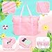 Tagitary Mesh Beach Bag with Zipper, Pink Large Tote Waterproof Sandproof with 8 Pockets for Beach Toys Storage Swim Pool Accessories for Vacation Sports Camping Picnic Travel Bag