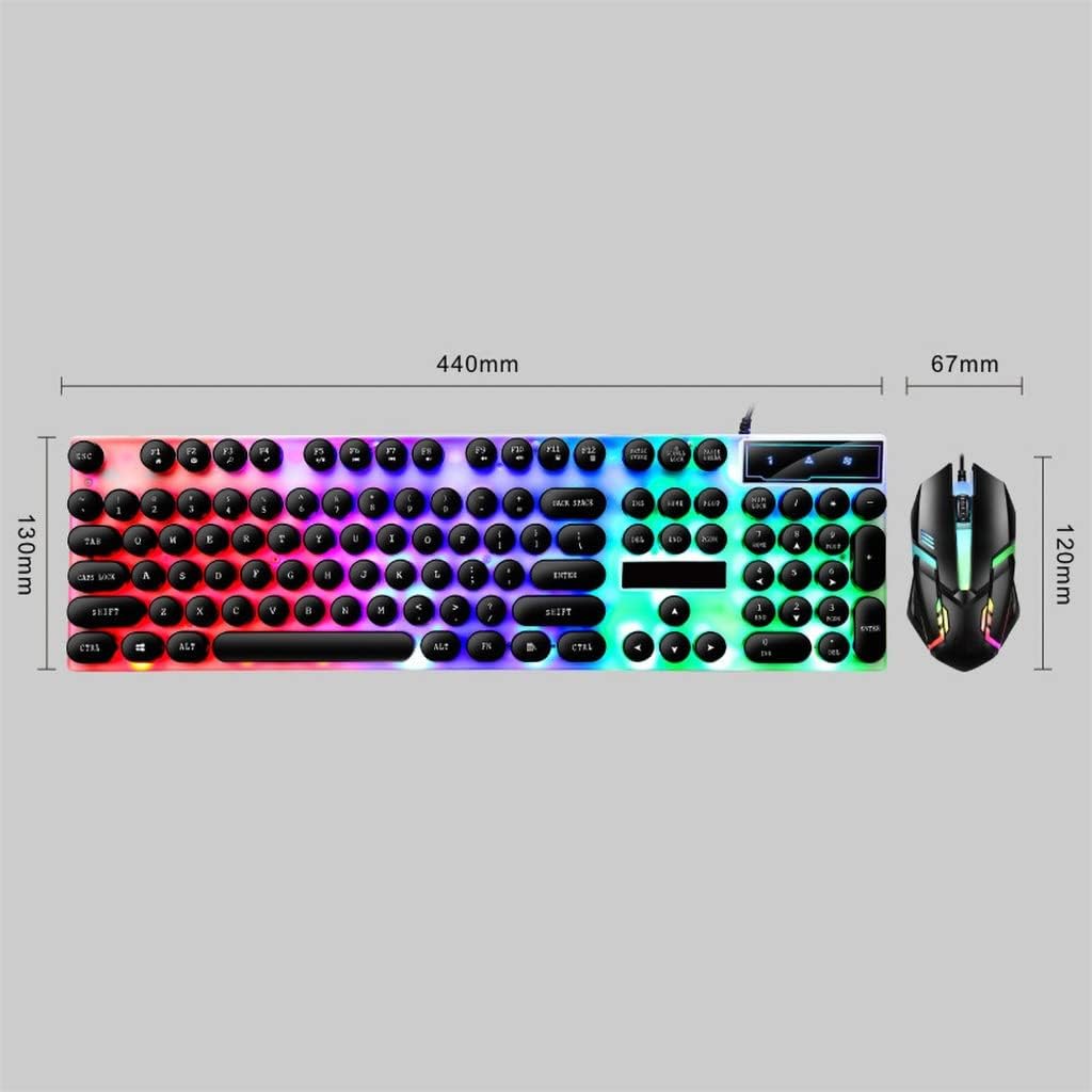 Keyboard Luminous Gamer Mouse Keyboard Mouse Combo Set Led Backlight for Notebook Laptop Mac Desktop Mechanical Keyboard (Color : A) (B)