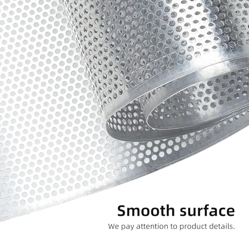 Image of AggAuto Universal 40 inchx13 inch Car Grill Mesh - Aluminum Alloy Automotive Grille Insert Bumper Perforated Metal Sheet Round Hole 4mm, One of the Most Multifunctional Shape Grids 100x33cm Silver