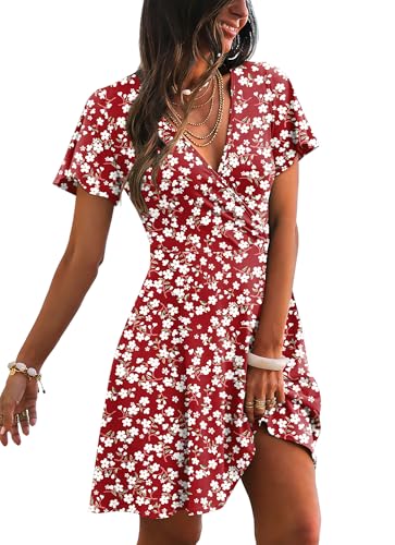 RUMIA Womens Casual Dresses Wrap V Neck