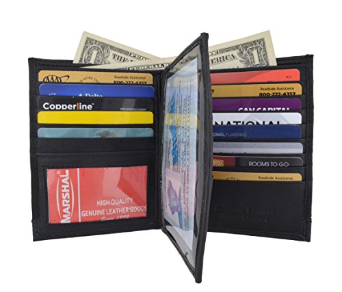 MARSHAL Bifold Leather RFID Blocking Wallet For Men & Women |Genuine Leather Holder With 20 Slots, 2 Bill Compartments & ID Window | Hipster wallet Money, Driver’s License, Travel & More (Camouflage)3