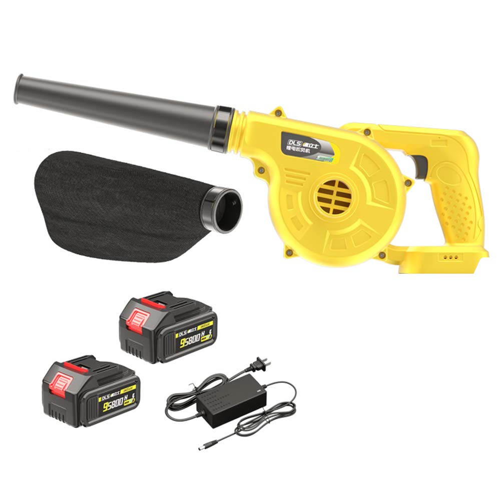 Aspirador y soplador de Hojas eléctrico, soplador barredora para Limpieza de Jardines, 2 baterías de Litio de 21 V/con Bolsa recolectora y Cargador