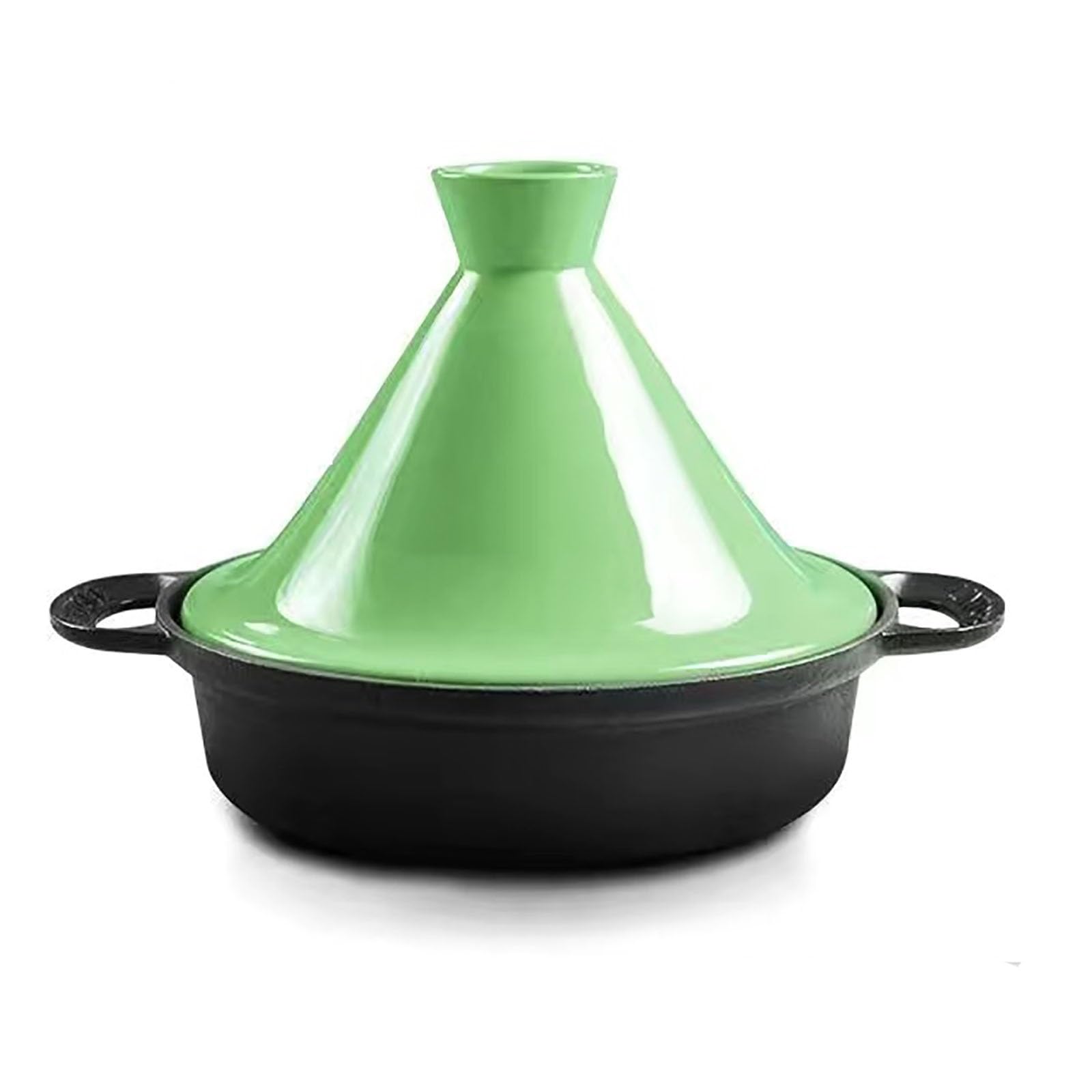 Marroquí Tajine Marroqui Hierro Fundido Esmaltado con Asa Y Tapa Tagine Tradicional Cerámico Guiso Cazuela Lento Horno Inducción Seguro(Verde)