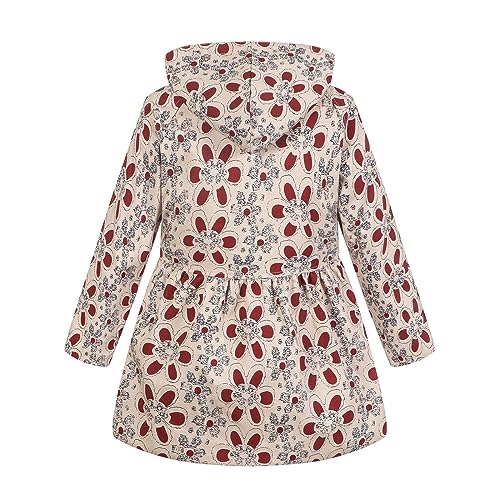 Girl's Hooded Trench Coat Kids Flower Print Parka Outwear Warm Cotton Puffer Hooded Jacket Fall Winter (G, 9-10 Years)2