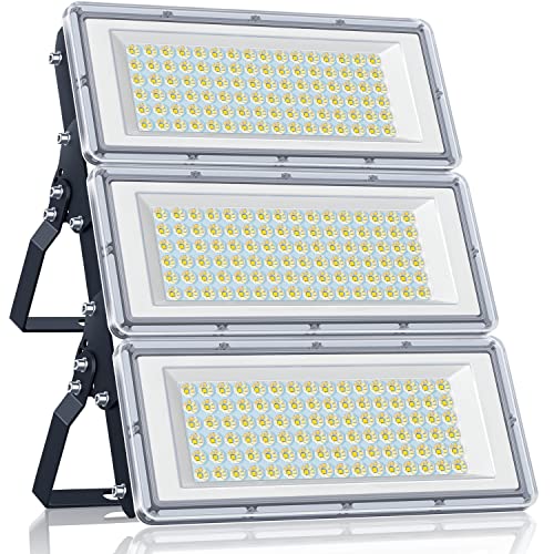 YIQIBRO 300W LED Floodlight, 3 in 1 LED Flood Lights Outdoor, 30000LM 6500K Daylight Outside Security Lights