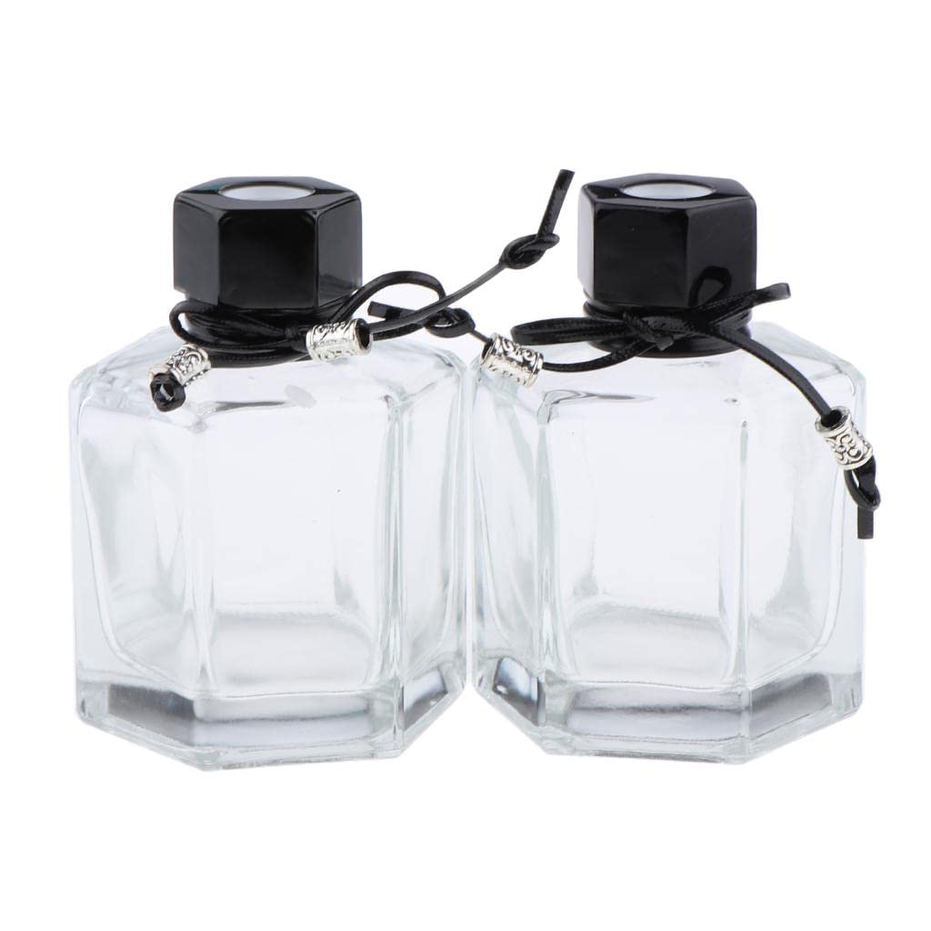 barenx 2Pcs 100ml Fragrance Glass Diffuser Bottles For DIY Craft Reed Sticks Essential Oils Aromatherapy - Black