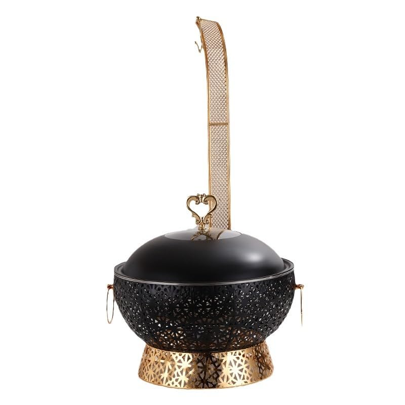 8 Quart Black and Gold Chafing Dishes for Buffet with Lid and Holder,Stainless Steel Chafing Dish Buffet Set with Food and Water Pans for Parties and Weddings Parties,Banquets,and Catering Eventst