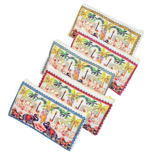Image of Traditional Embroidered Zipper Purse for Women | Return Gifts for Baby Shower, Haldi, Mehendi, Wedding | Multicolor Ethnic Pouch Set