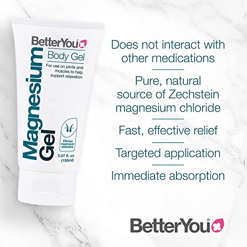 Betteryou Magnesium Body Gel - Targeted Application For Joints And Muscles - Dissolves Quickly And Aids In Promoting Relaxation - Encourages Healthy Bone Function - Post Workout Remedy - 5.07 Oz #TOP4