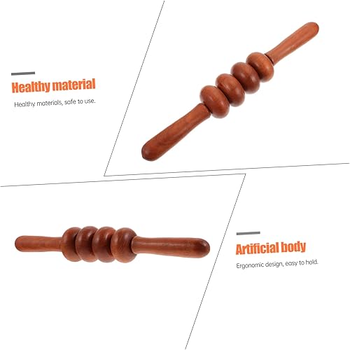 Miniatura 7 de LALAFINA Herramientas manuales para el cuerpo del rodillo de empuje de cuatro ruedas, herramientas manuales, rodillo de madera para celulitis, palo