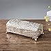 Produktbild WUJIAN Schmuckkästen Metall Haushalt Desktop-Rechteckige Storage Box Retro Hochzeit Geburtstag Schmuckkästchen mit Unterteilung Innen (Color : Silver, Size : 22X10X8CM)