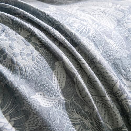 Image of VM VOUGEMARKET Jacquard Grey Floral Duvet Cover Set King,Yarn-Dyed Cotton Duvet Cover with Zipper Closure Perfect for Men and Women