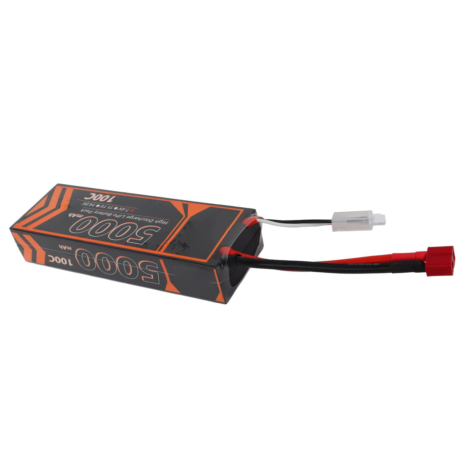 Alomejor Batteria Lipo RC 7.4V 5000mAh 2S 100C, Batteria Lipo Rigida con Spina Rossa a Forma di T per Quadricottero RC Modello FPV Racing