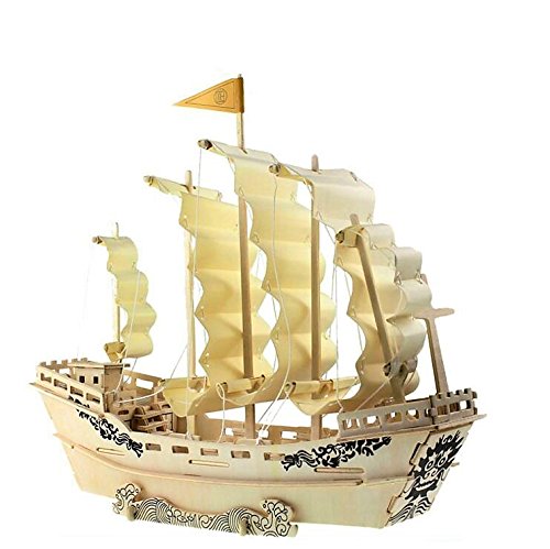 emi power 3D Puzzle en Madera Juguetes del Kit de Construcción de Woodcraft Juguetes de los niños (Ancient Sailing Boat IN Mint)