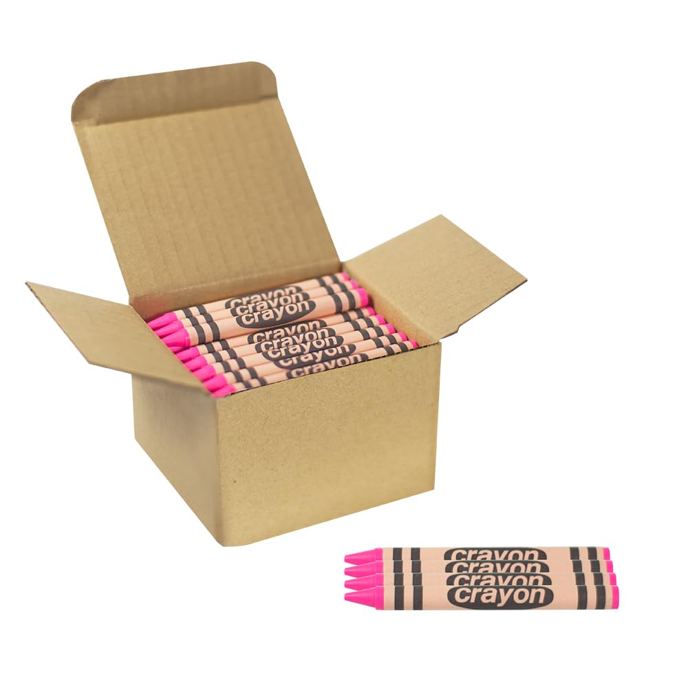 Lucky Art Crayonology 80 Count Single Color Crayons Bulk Pack - PINK single color crayon refill - Regular size crayons (5/16" x 3-1/2")