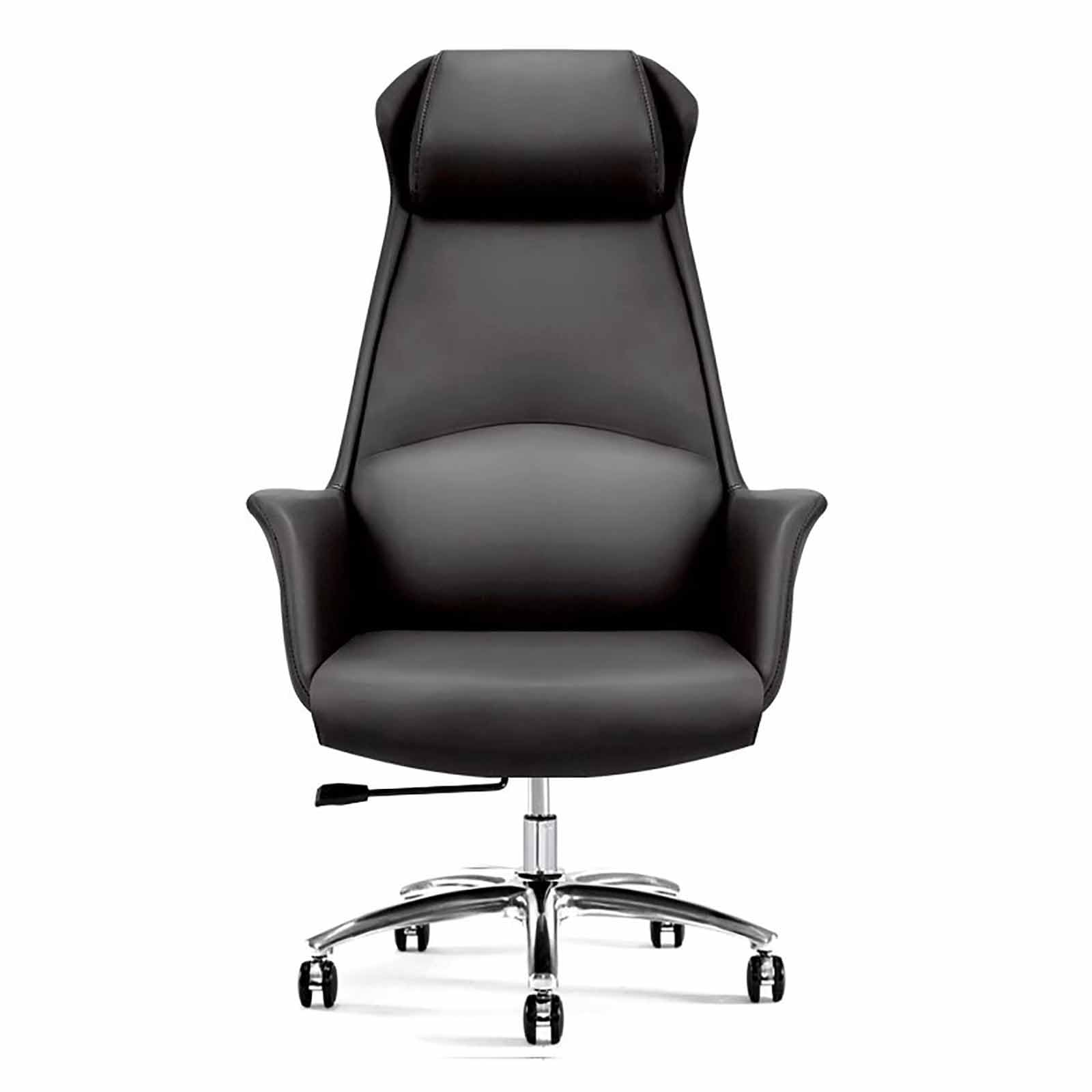 MYUYEE Black Leather Executive Office Chair, Ergonomic Reclining Swivel Chair For Home And Study, Adjustable Height, Comfortable Design For Long Hours (Black)