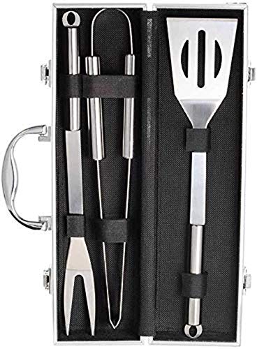 Niyanta Grill Tools Set with Barbecue Accessories – Stainless Steel BBQ Utensils with Aluminum Case – Grilling Kit & Gifts for Men (3-Piece)
