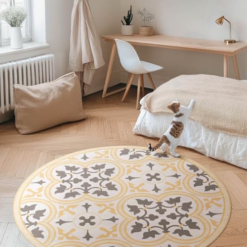 Tapis Vinyle Entretien Facile Rond Cuisine PVC Maison Deco Tuiles