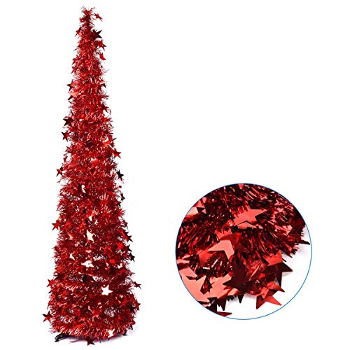 Queta Árbol de Navidad Plegable, Árbol de Navidad Brillante Artificial Plegable Telescópico,...