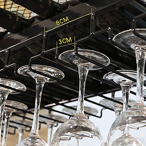 Cintre suspendu pour verre à vin et porte-bouteilles de plafond réglable style rustique noir - 6