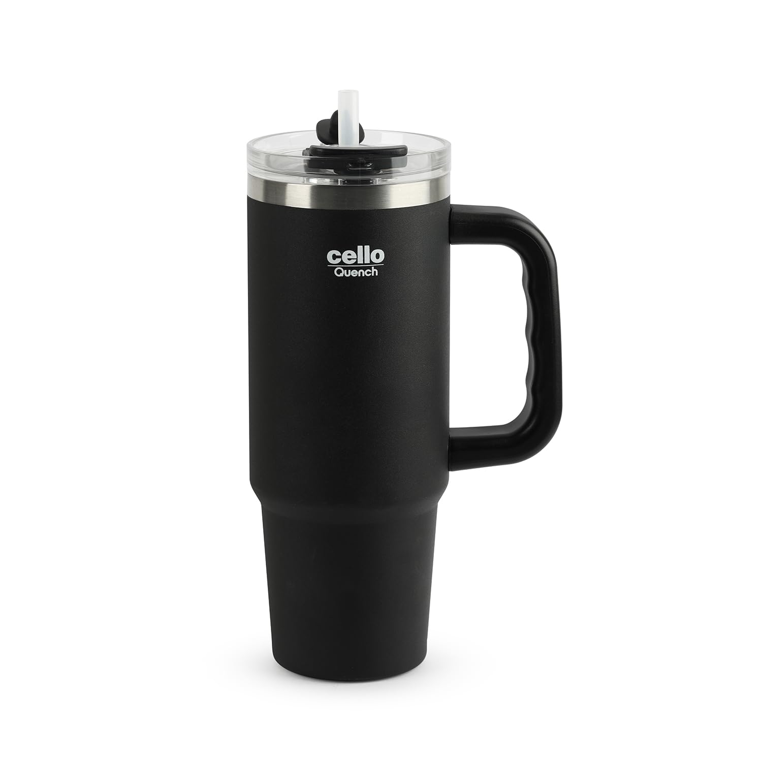 CELLO Quench Pro 900 Stainless Steel Insulated Tumbler with Handle and Straw, 880ml, Black |Hot & Cold Sipper Bottle with Handle | Cup Holder Compatible for Car | Coffee Mug for Office & Travel-image-30