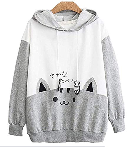 CRB Fashion Cosplay Anime Bunny Emo Girls Cat Bear Ears Emo Bear Top Shirt Pullover Sweater Hoodie (Gray Paw)