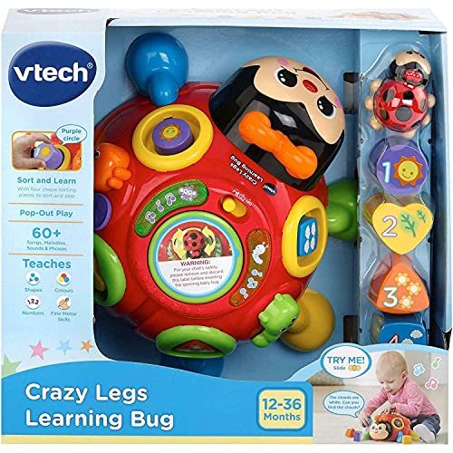 VTech Crazy Legs Learning Bug, Educational Toys with Learning Games, Shape Sorter Toy with Music, Baby Interactive Toy Suitable for Boys and Girls 12 Months & Over