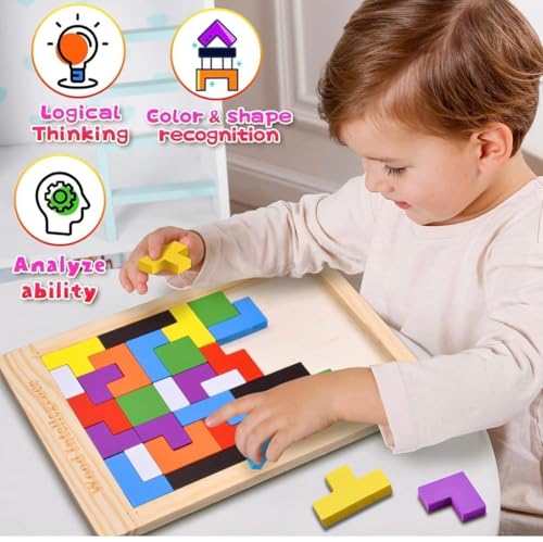 Image of Number Enlightenment Wooden Toy Train for Toddlers - Animal, Transportation, Fruit, Color Recognition Early Education Blocks (Russian Blocks)